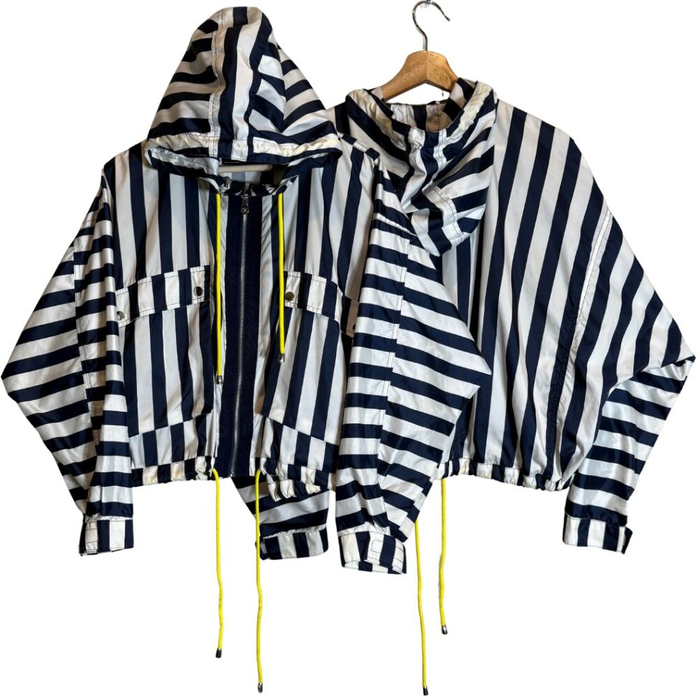 Zara Basic Striped Hooded Lightweight Cropped Jac… - image 3